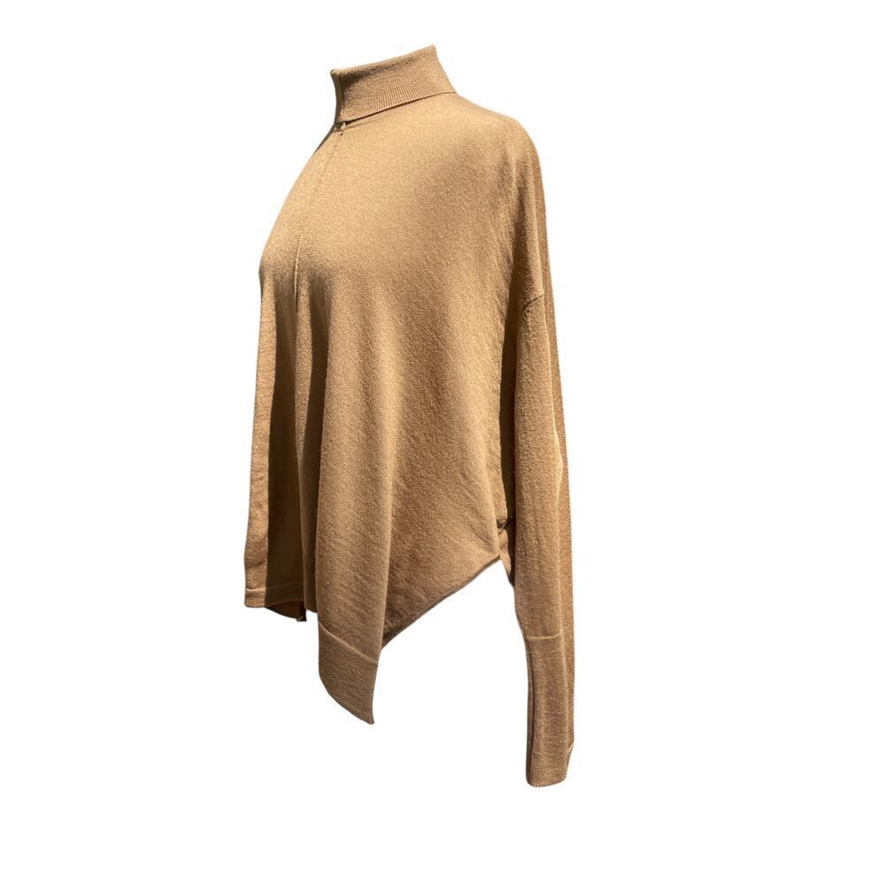 ACNE Zola Long Dolman Sleeve  Oversized Wool Turtleneck Sweater in Camel Brown